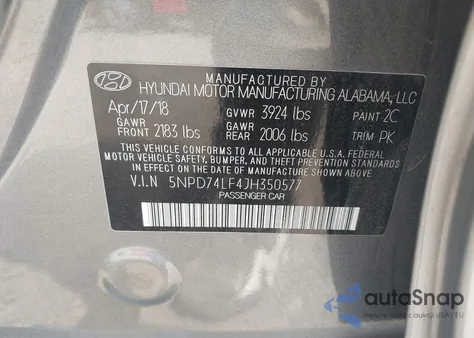 2018 Hyundai Elantra Se из США, поврежденный, VIN 5NPD74LF4JH350577